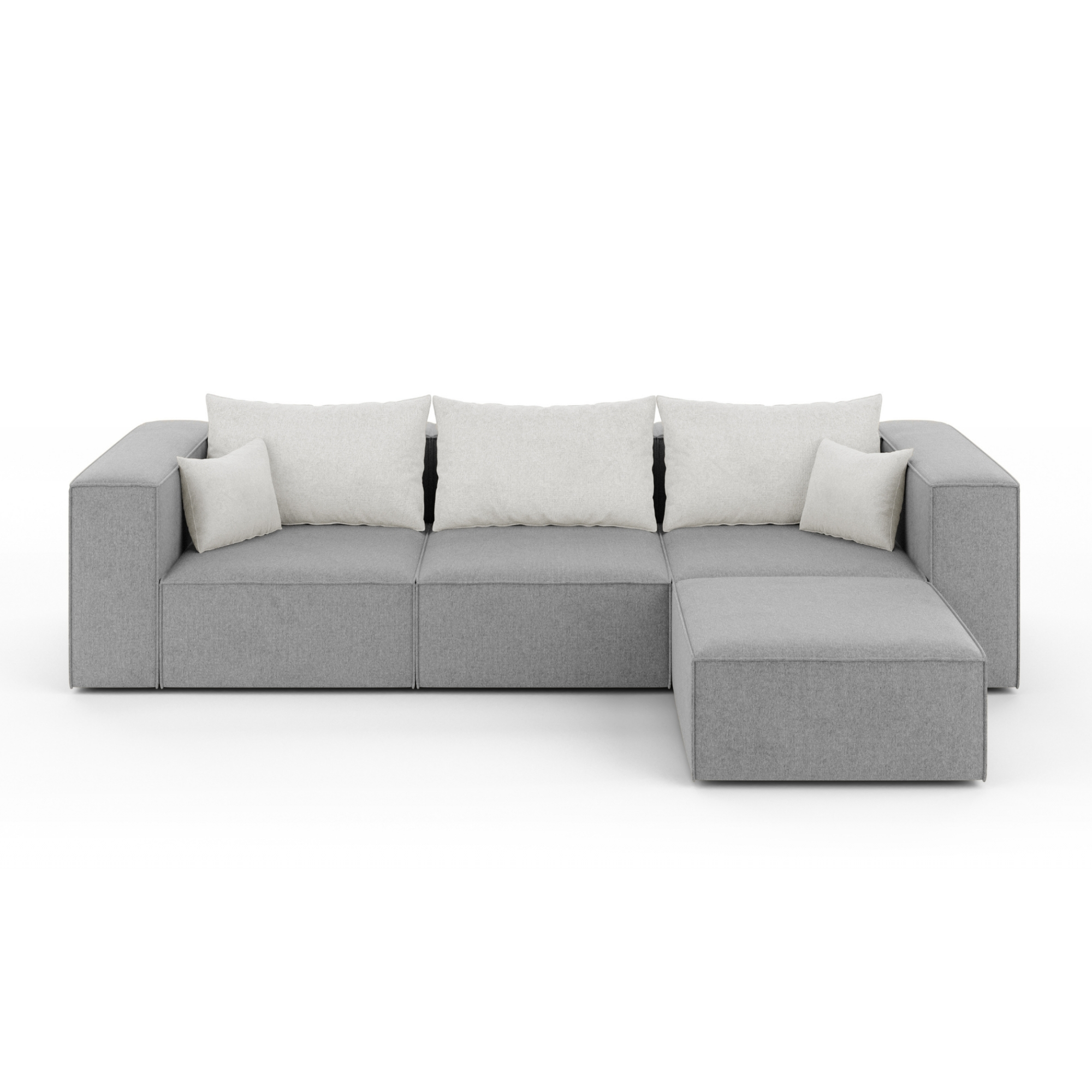 Sofa z pufą szara POPPY