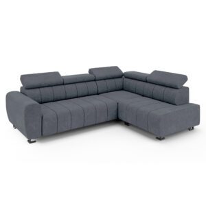 Ciemnoszary narożnik Lotus na białym tle, widok pod kątem.